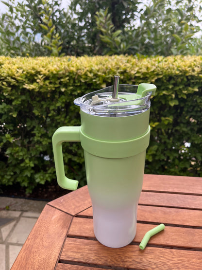 Tumbler with stainless straw