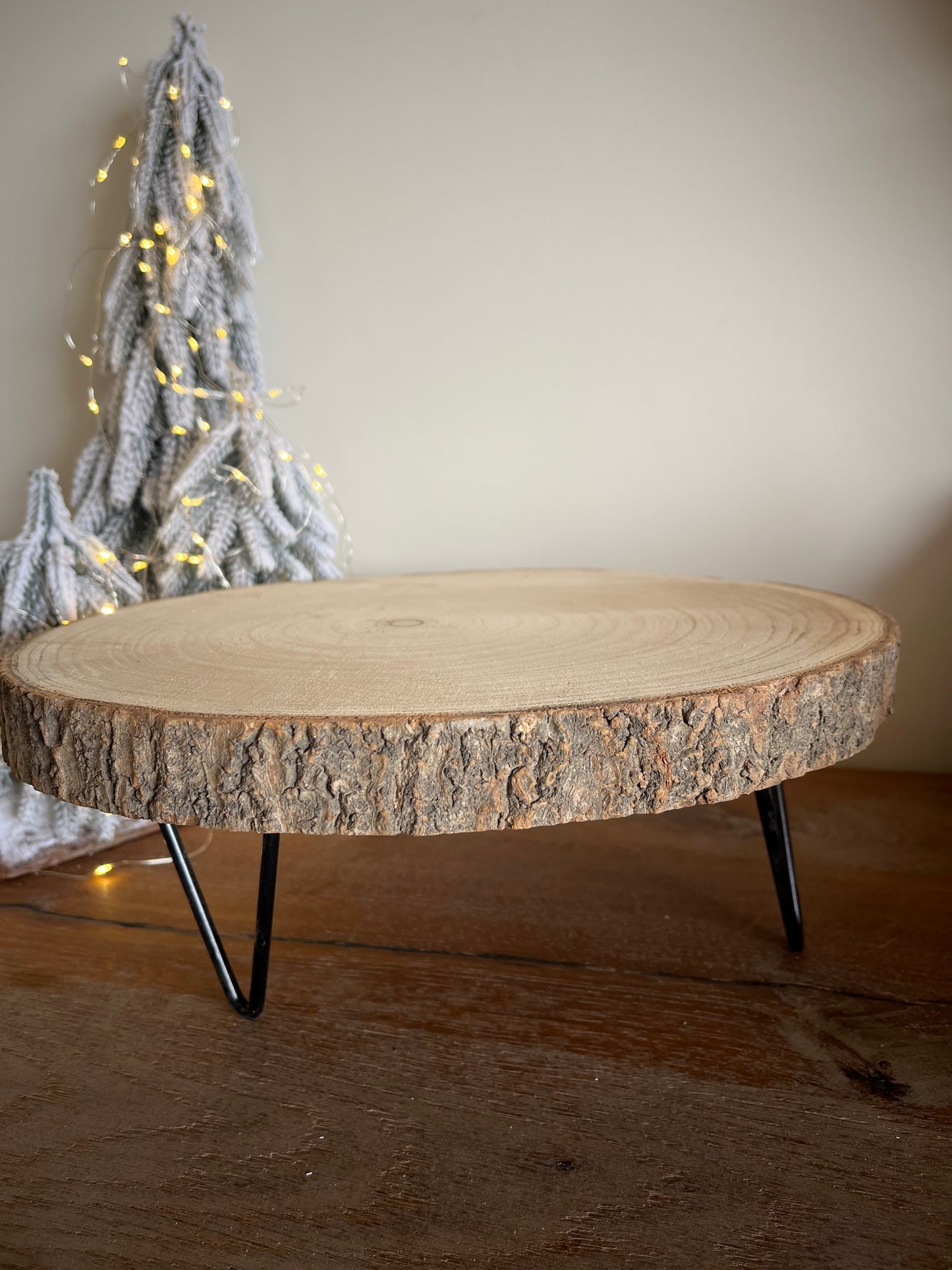 Wooden Tray with Metal Stand