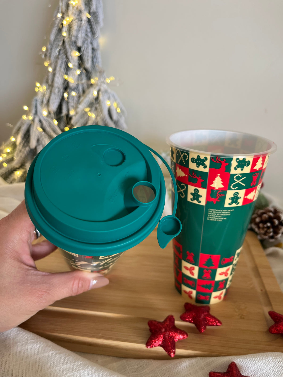 Christmas Plastic Cup with Cover