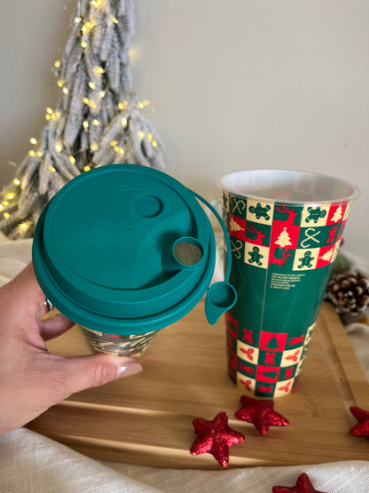 Christmas Plastic Cup with Cover