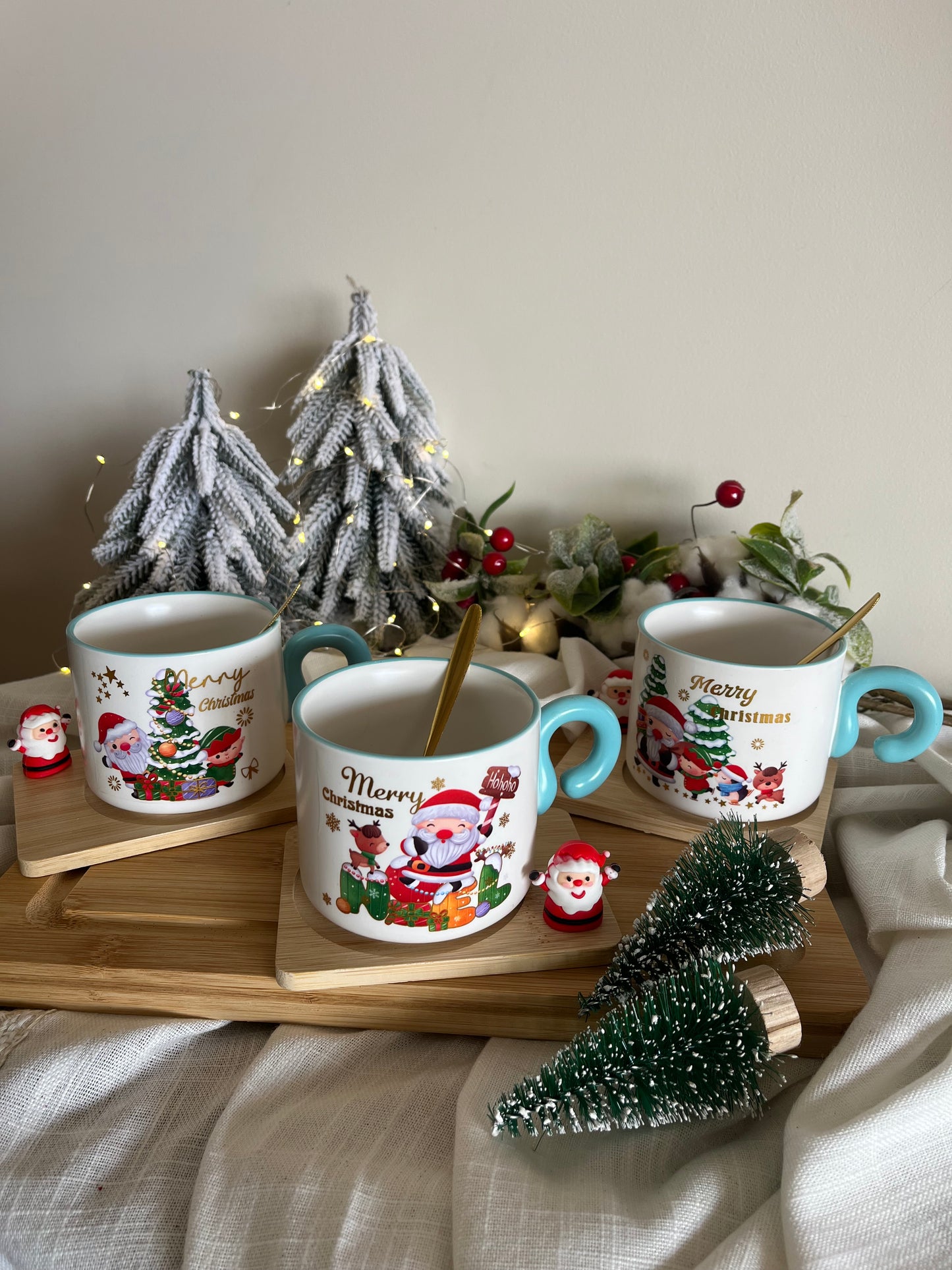 Christmas Ceramic Mug with Coaster & Spoon