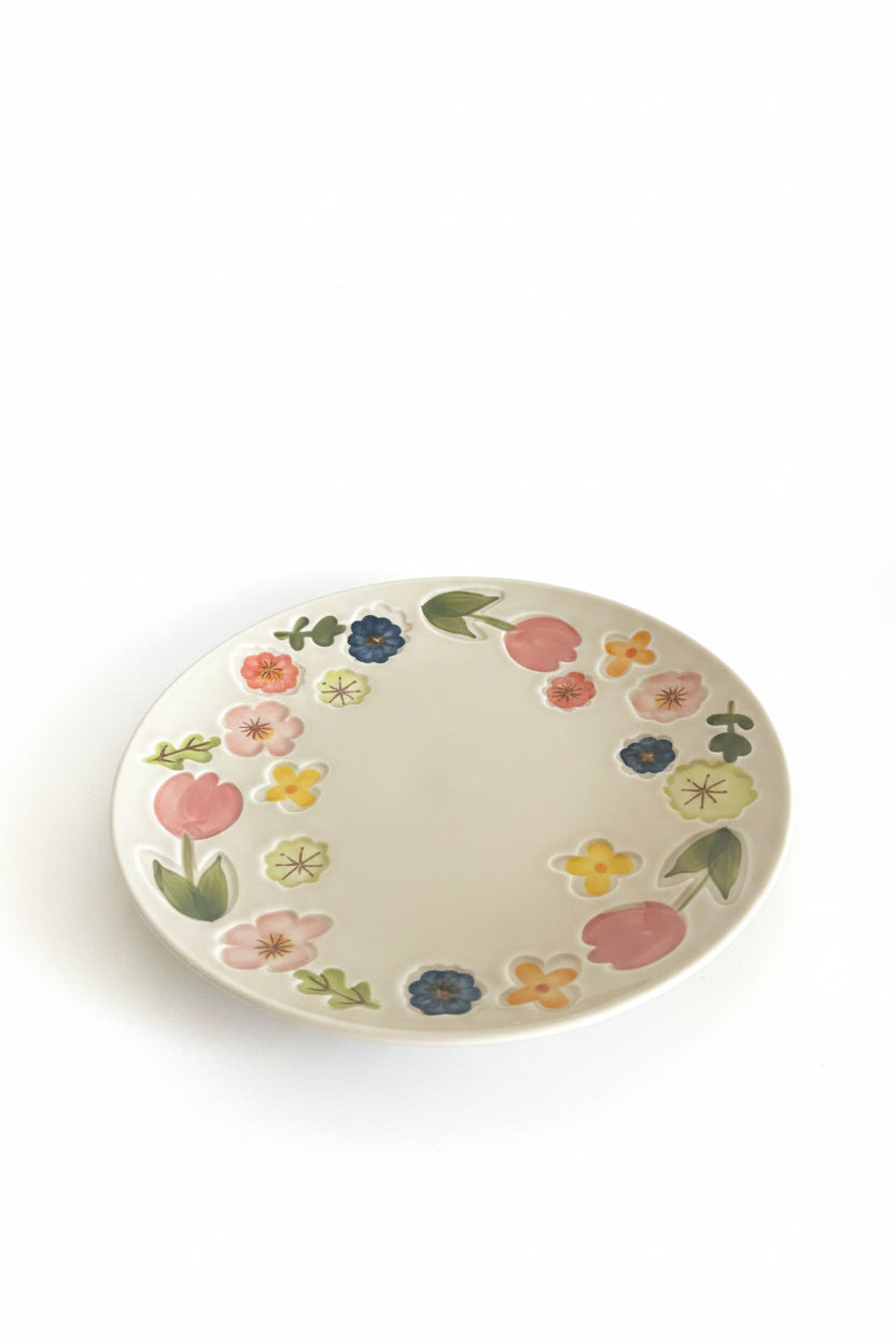 Colorful Flowers Round Plate