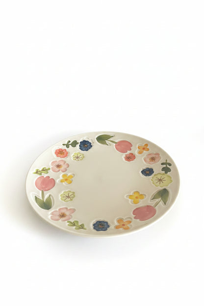 Colorful Flowers Round Plate