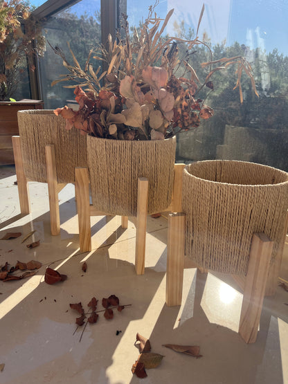 Rattan Baskets with Wood Stand