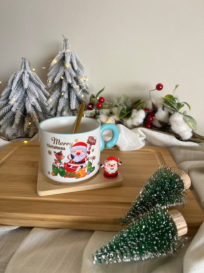 Christmas Ceramic Mug with Coaster & Spoon