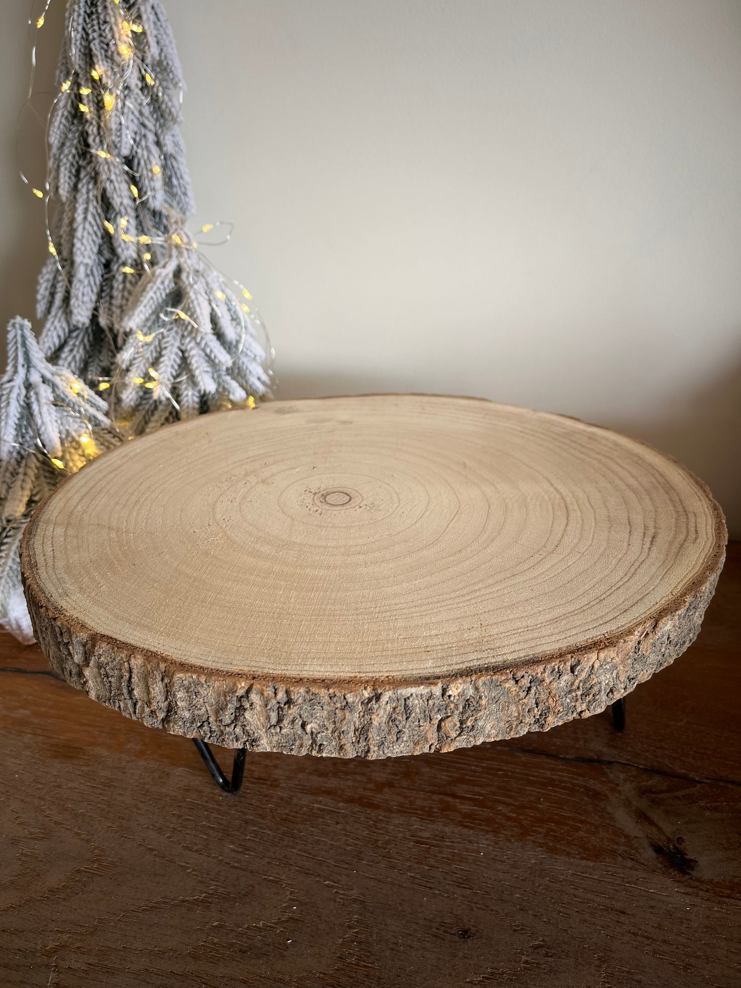 Wooden Tray with Metal Stand