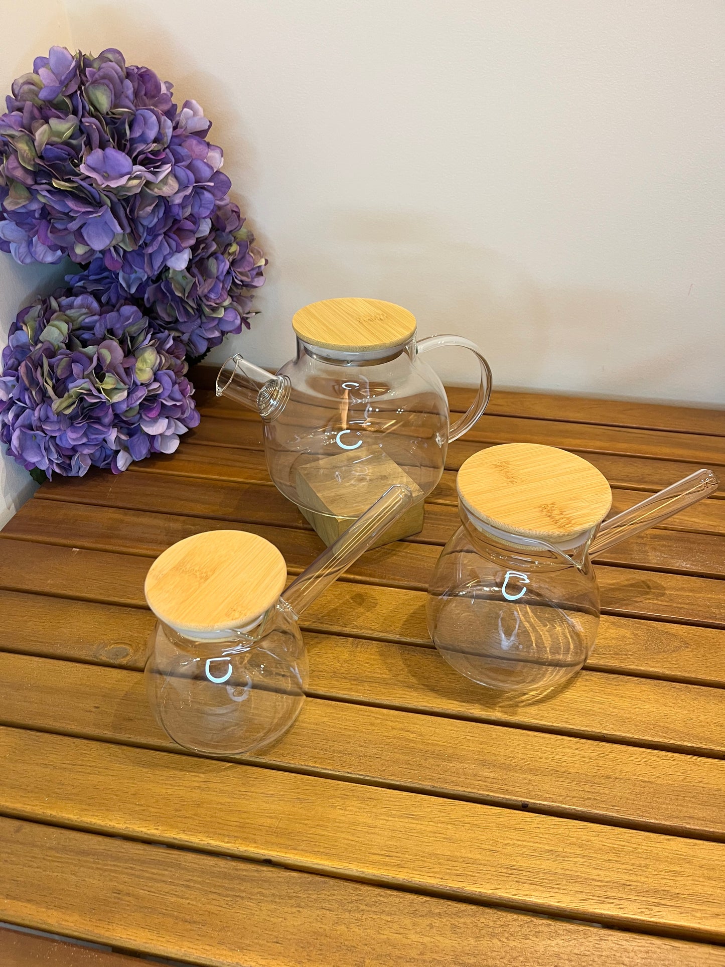 Glass Coffee Pot with wooden cover