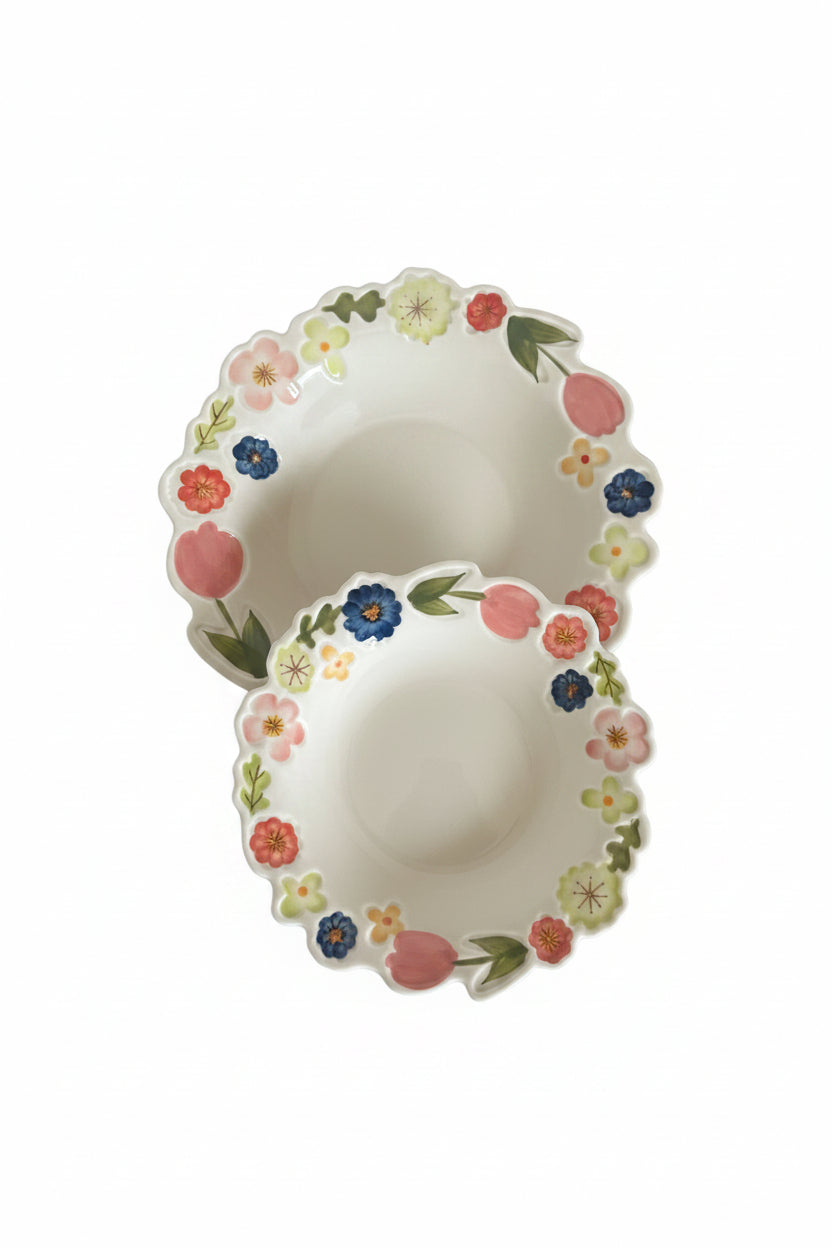 Colorful Flowers Round Plate