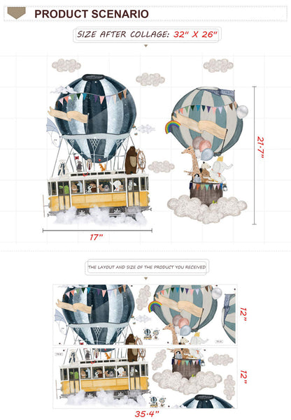 Hot Air Balloons & Animals Wall Decal