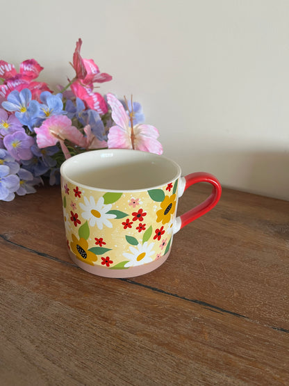 Large Flowery Colorful Mug