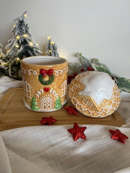 Christmas Gingerbread House Container Jar