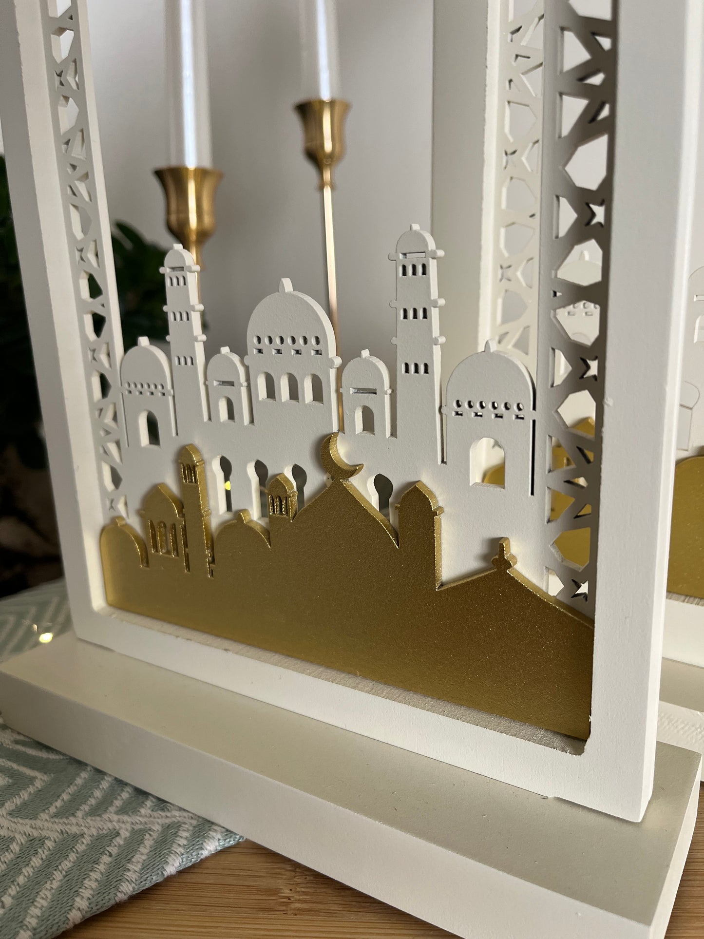 Ramadan Wooden Decoration Gold & White