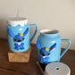 Stitch Ceramic Mug with Silicone cover and glass straw