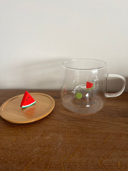 Watermelon Glass Mug with Coaster/Cover