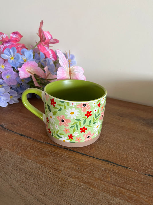 Large Flowery Colorful Mug