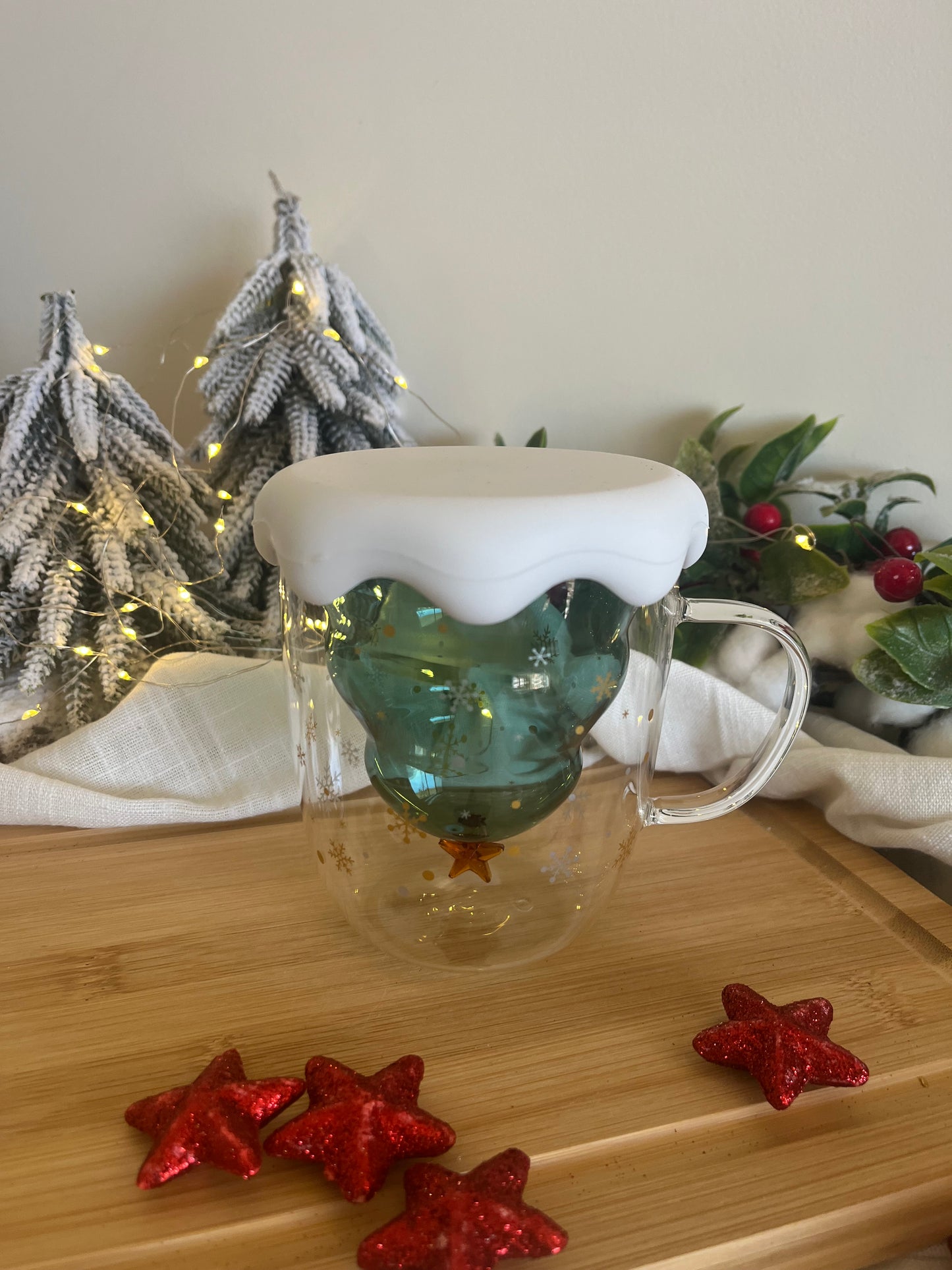 Christmas 3D Tree Double Glass Mug