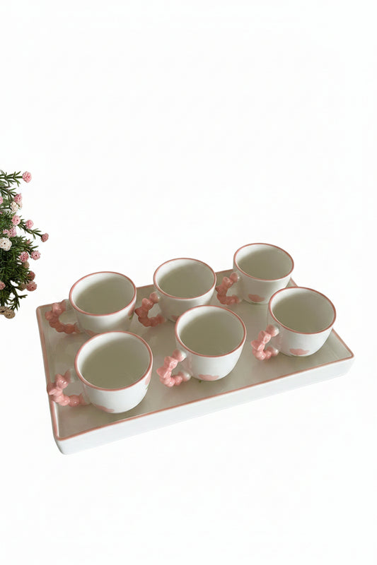 Set of Ceramic Tray/ Plate & 6 Coffee Cup
