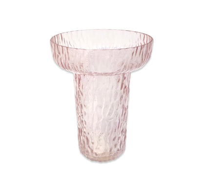 Ribbed Wide Glass Vase