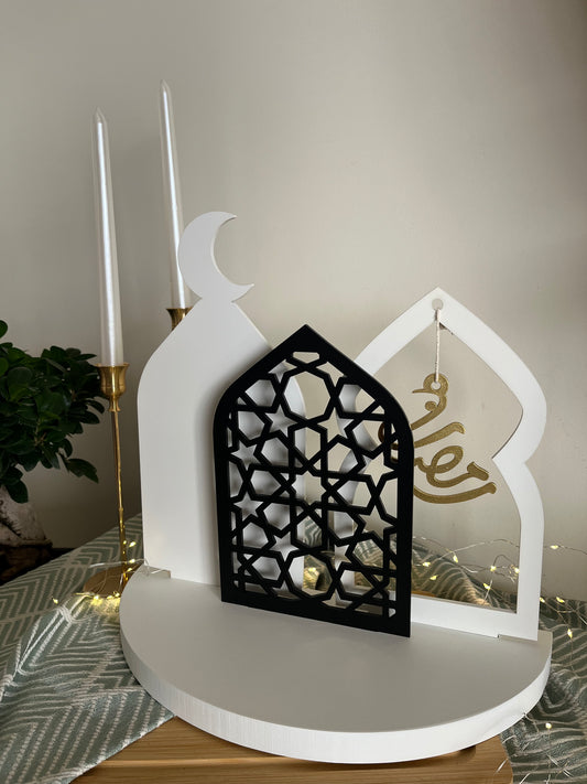 Ramadan Wooden Decoration Black, White & Gold