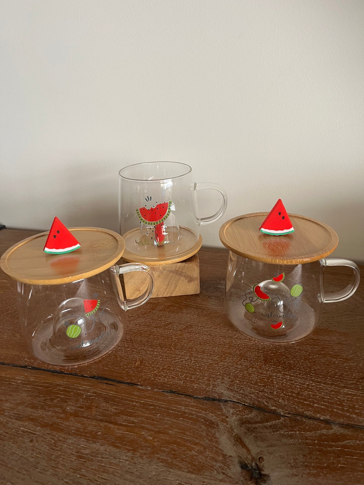 Watermelon Glass Mug with Coaster/Cover