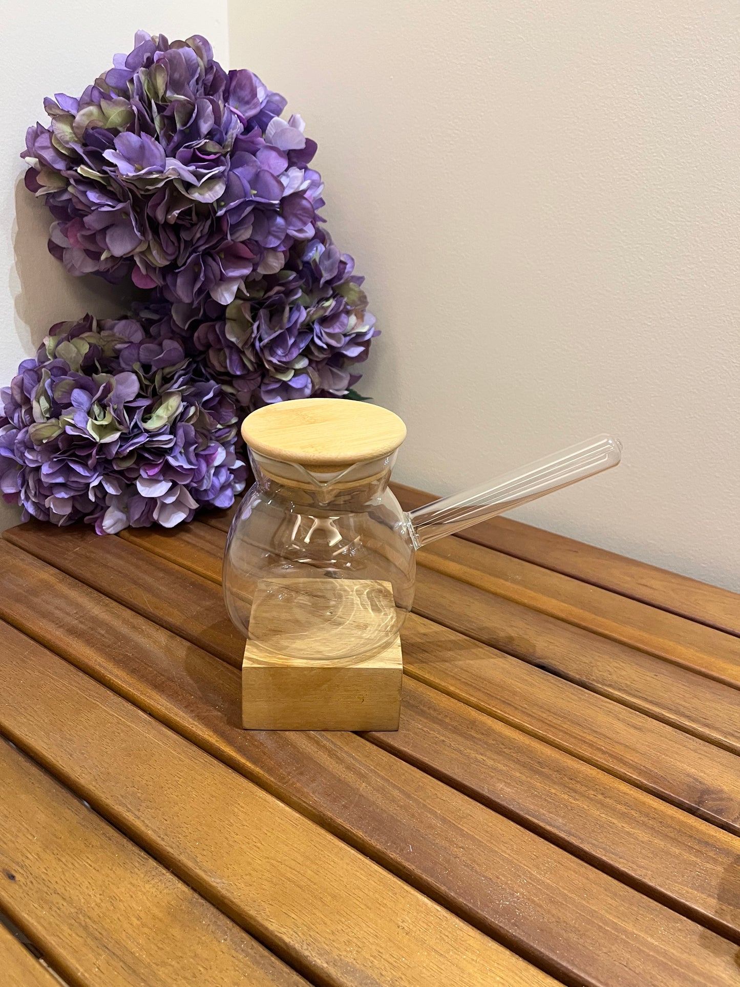 Glass Coffee Pot with wooden cover