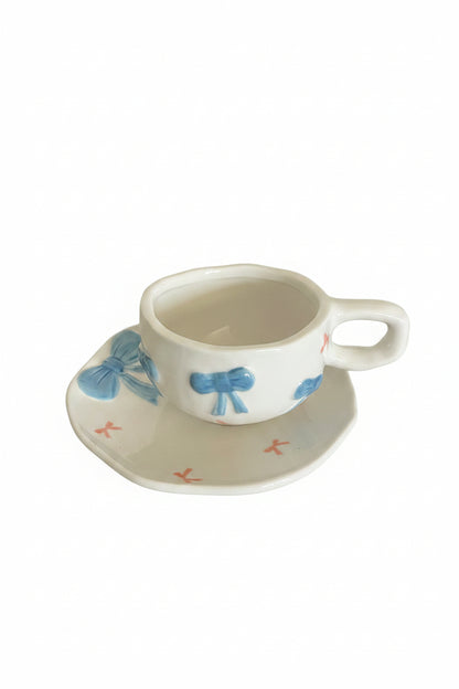Handmade Bow Mug with Plate