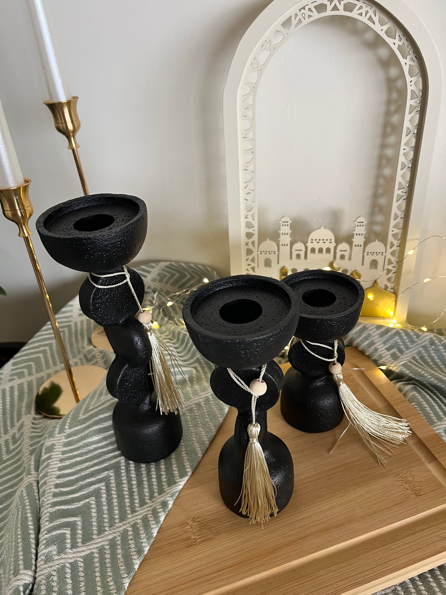 Stone Candle Holder Set