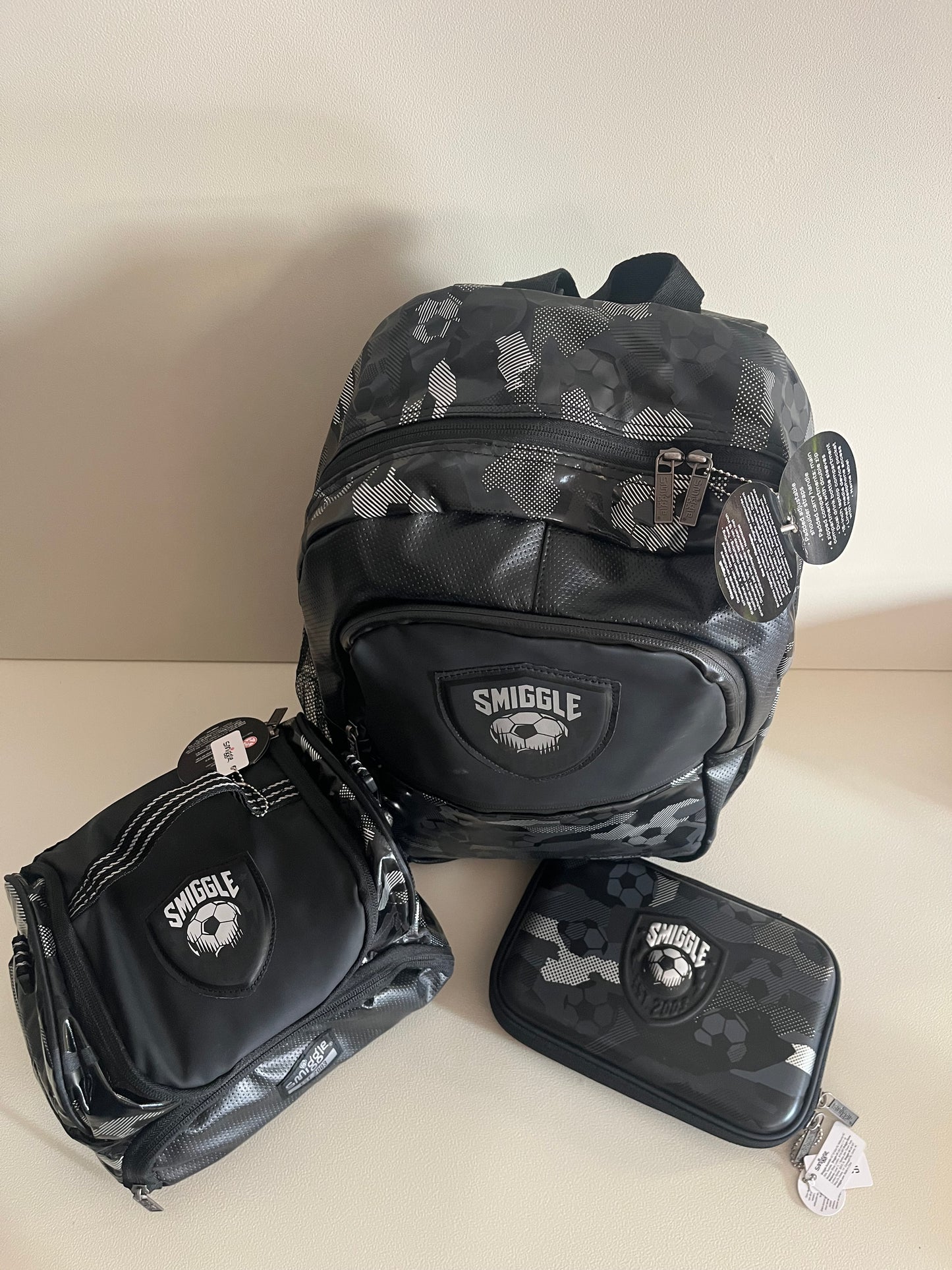 Smiggle Black Football Backpack 3 pieces set