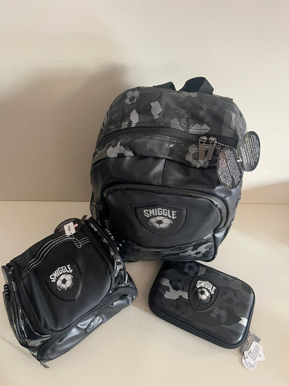 Smiggle Black Football Backpack 3 pieces set