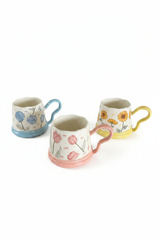Colorful flowers mugs
