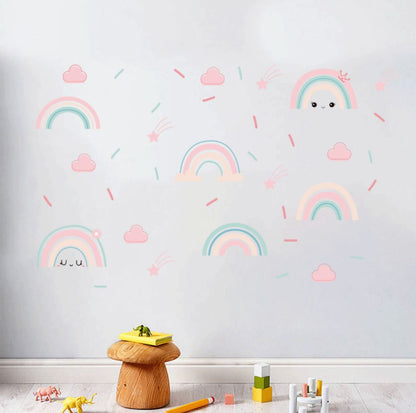 Pastel Smiley Rainbows Wall Decal