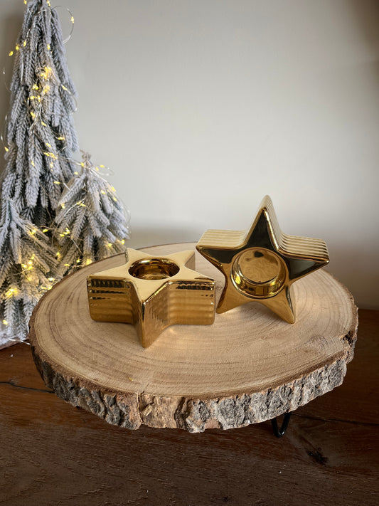 Gold Star Candle Holder