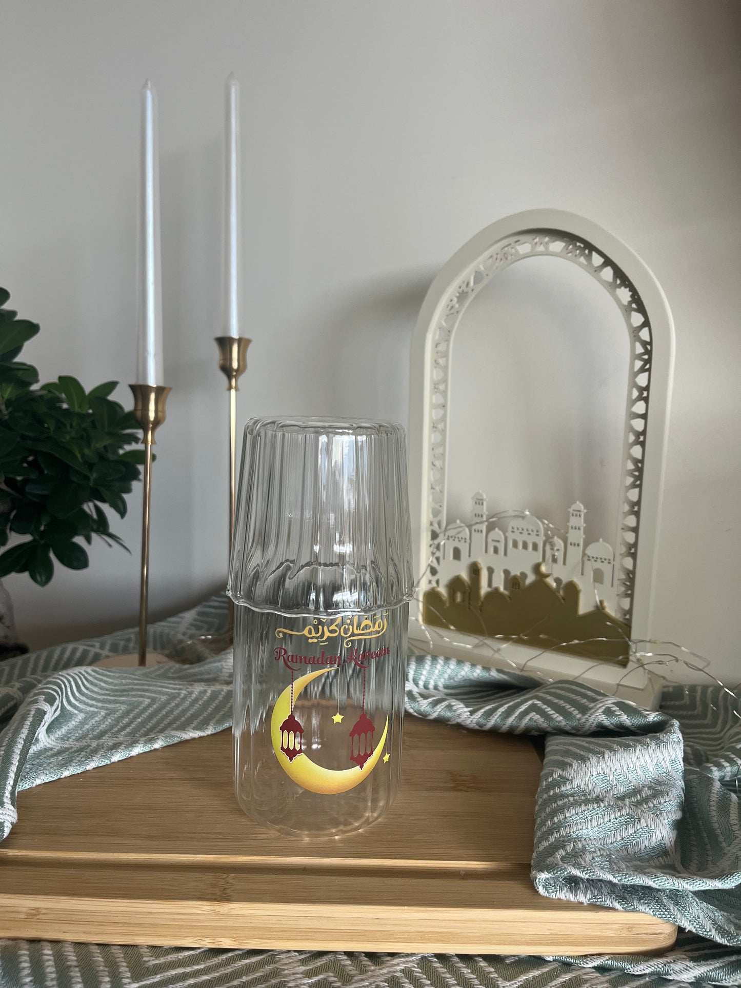 Ramadan Glass Bottle & Cup Set