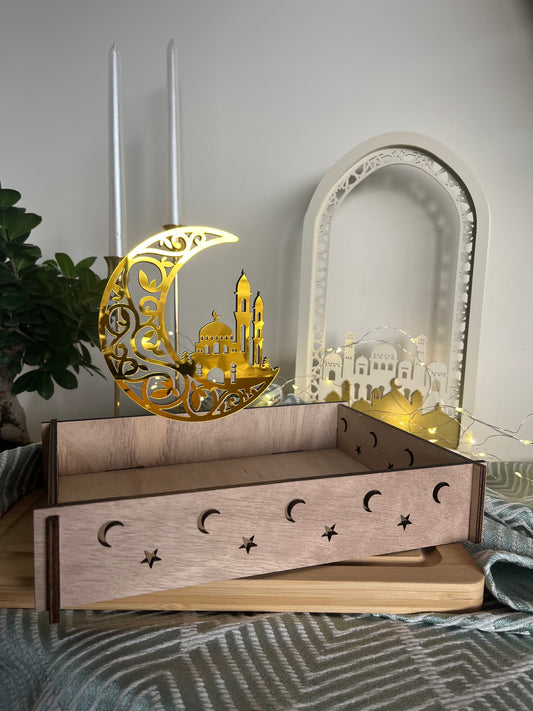 Ramadan Wooden Rectangular Tray