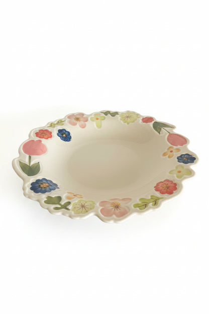 Colorful Flowers Round Plate