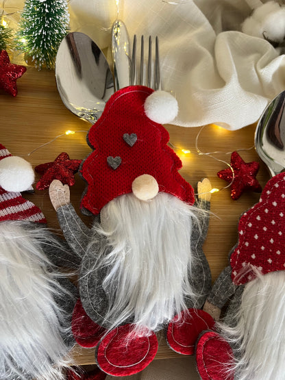 Christmas Gnomes Cutlery Holders Set
