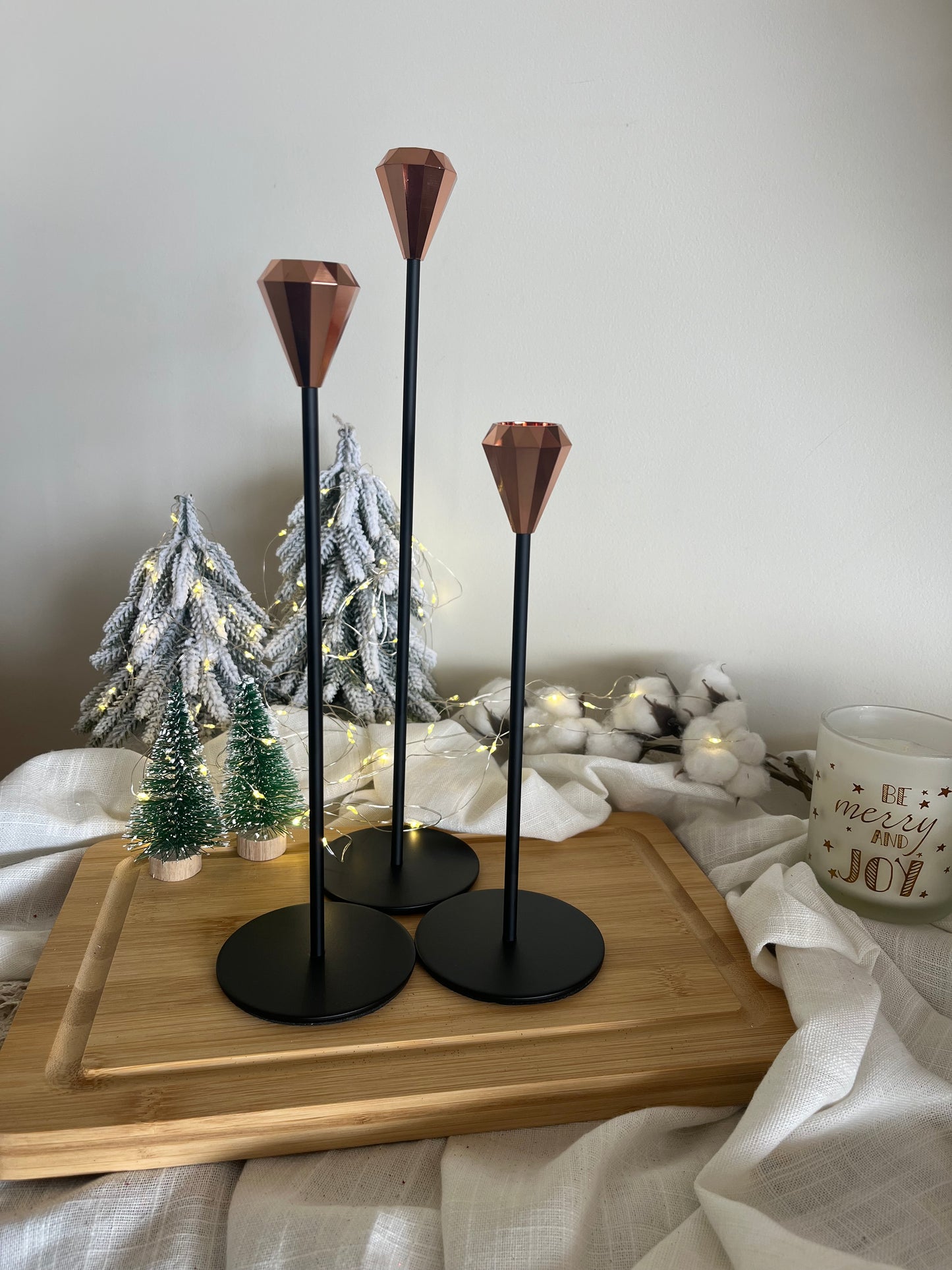 Diamond Candle Holder Set of 3