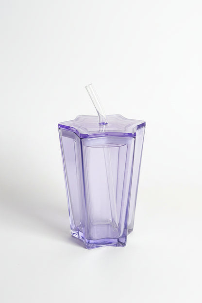 Purple Star Glass Straw Cup