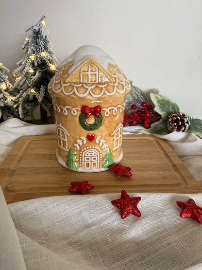 Christmas Gingerbread House Container Jar