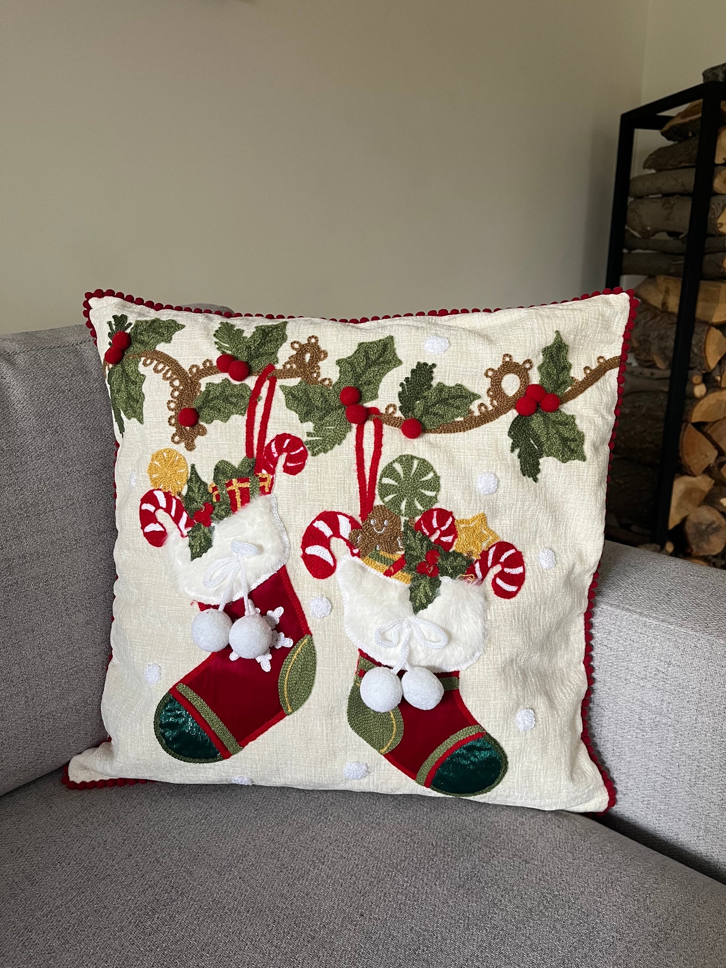 Christmas Socks 3D Cushion Cover 45x45cm