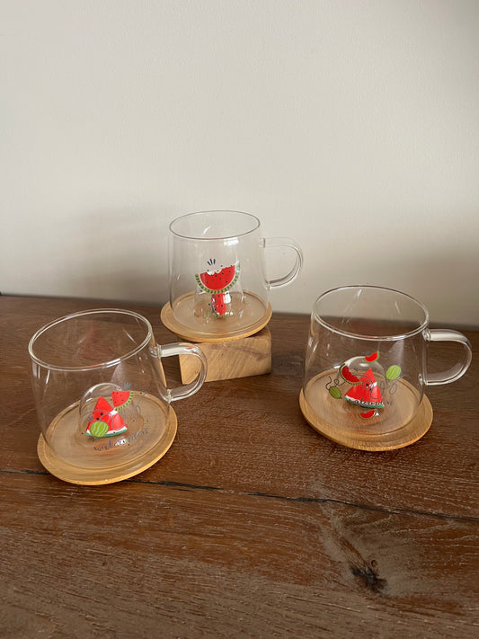Watermelon Glass Mug with Coaster/Cover
