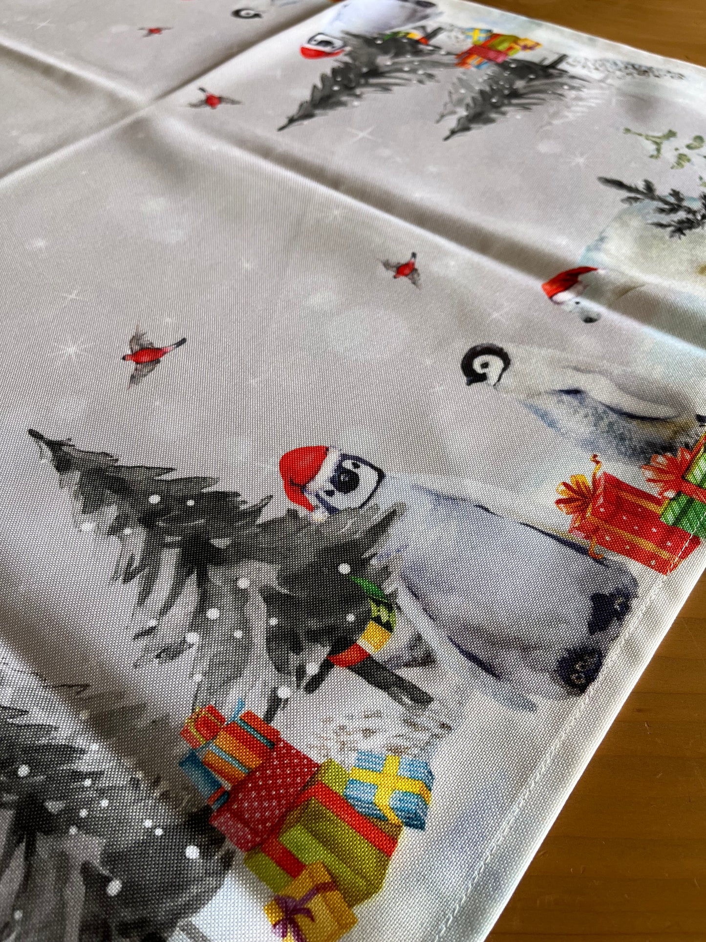 Christmas Penguins on Ice Table Cloth
