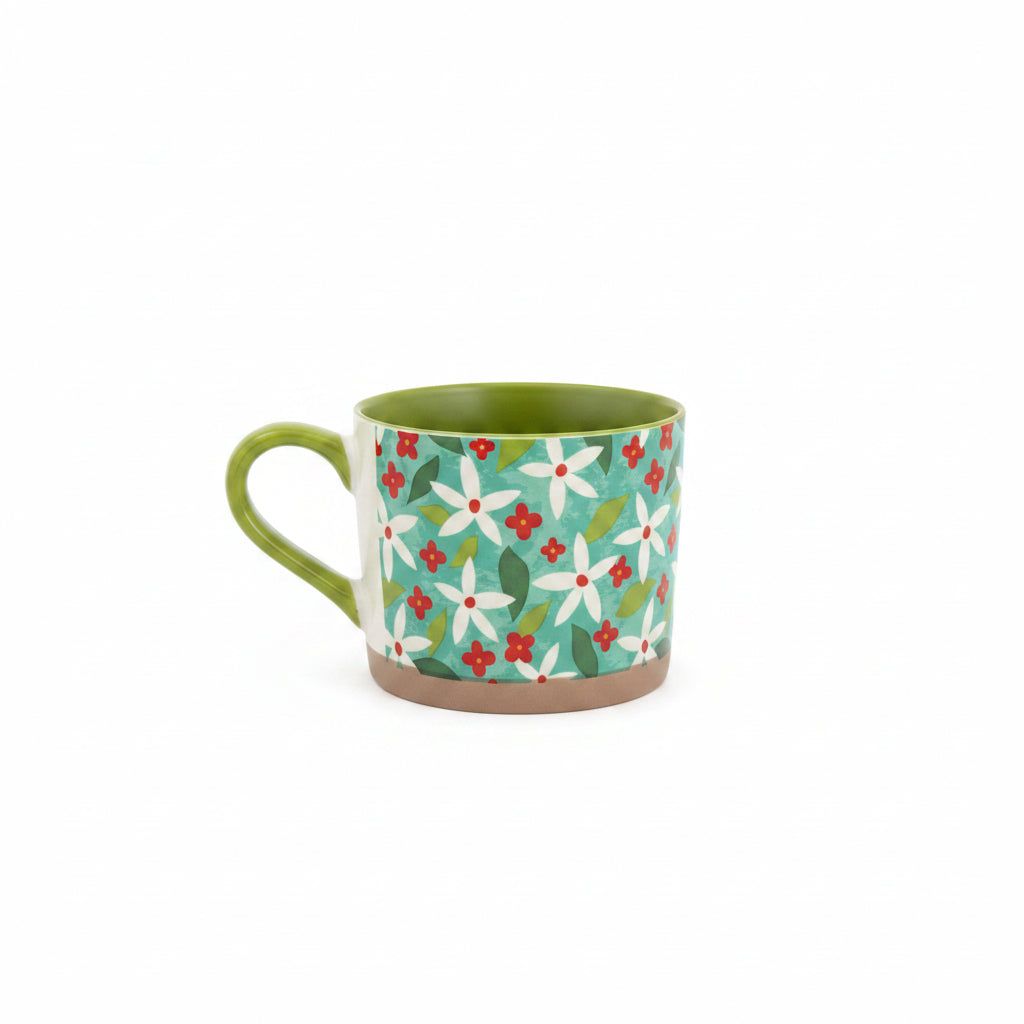 Large Flowery Colorful Mug