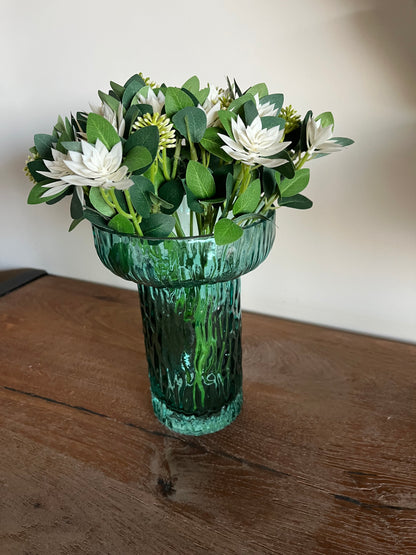 Ribbed Wide Glass Vase
