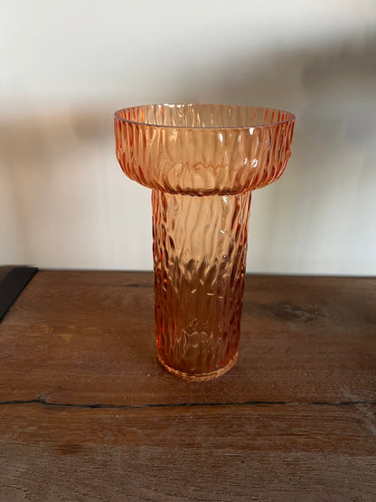 Ribbed Wide Glass Vase