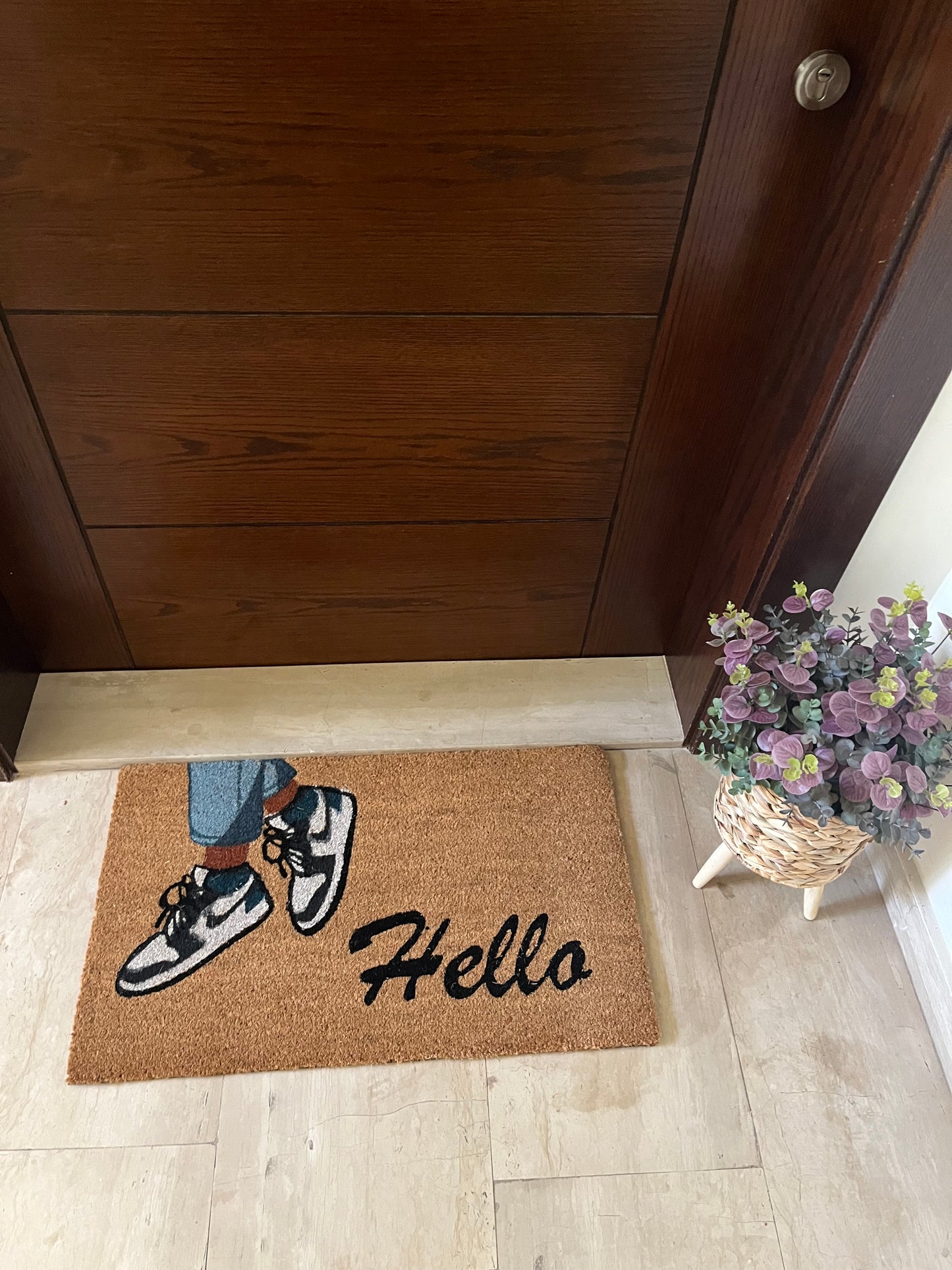 “Hello” Blue shoes Doormat