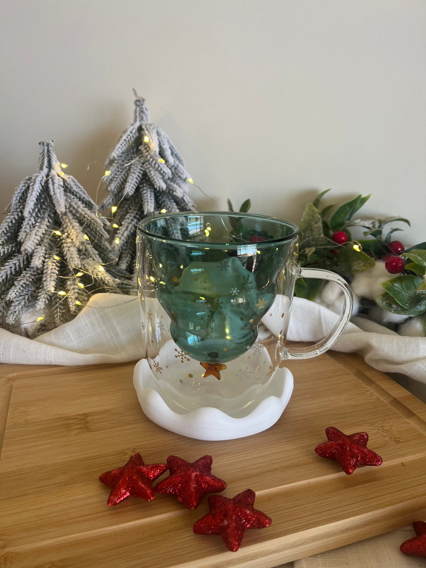 Christmas 3D Tree Double Glass Mug