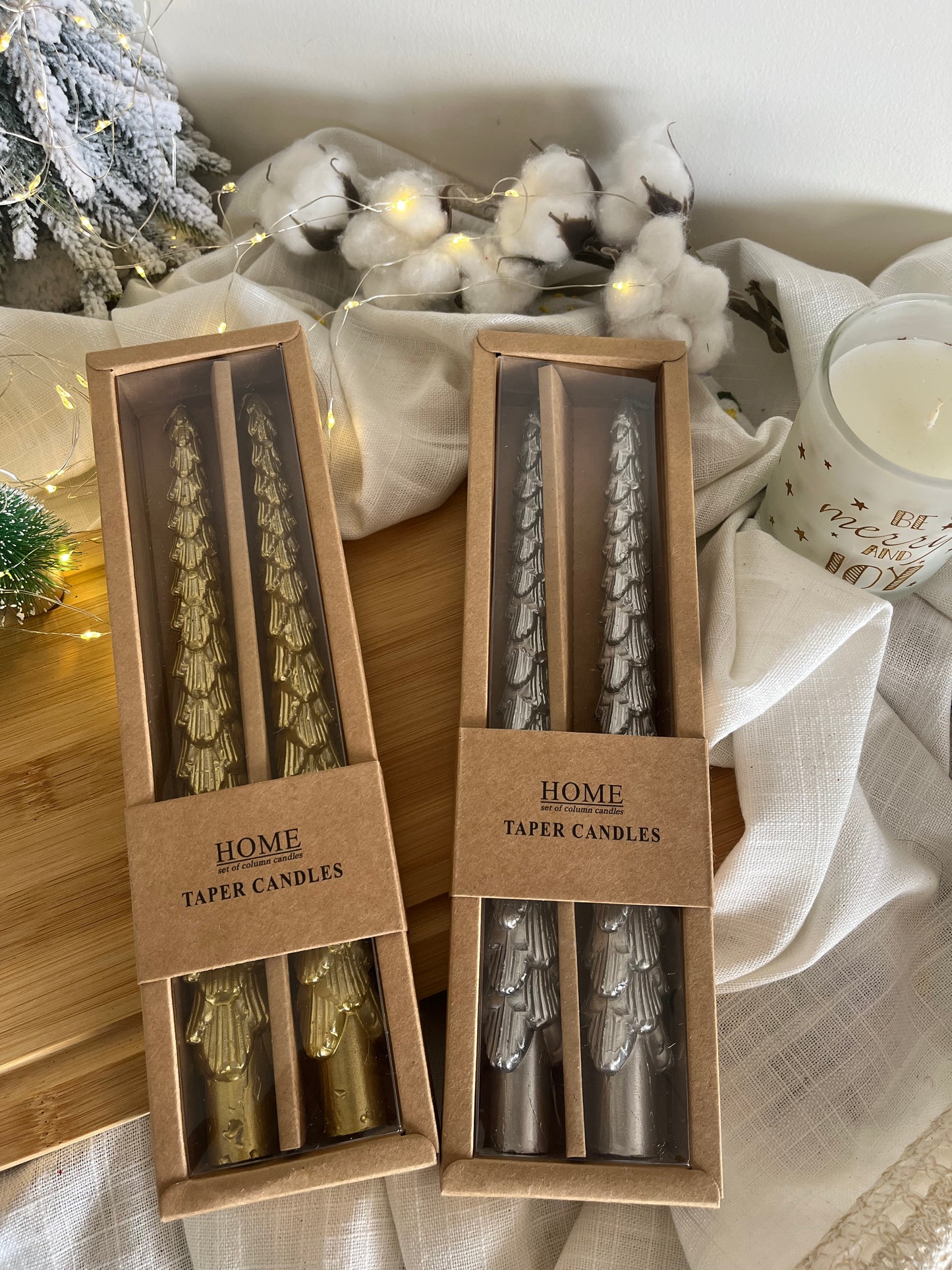 Christmas Set of 2 Tree Candles 25cm