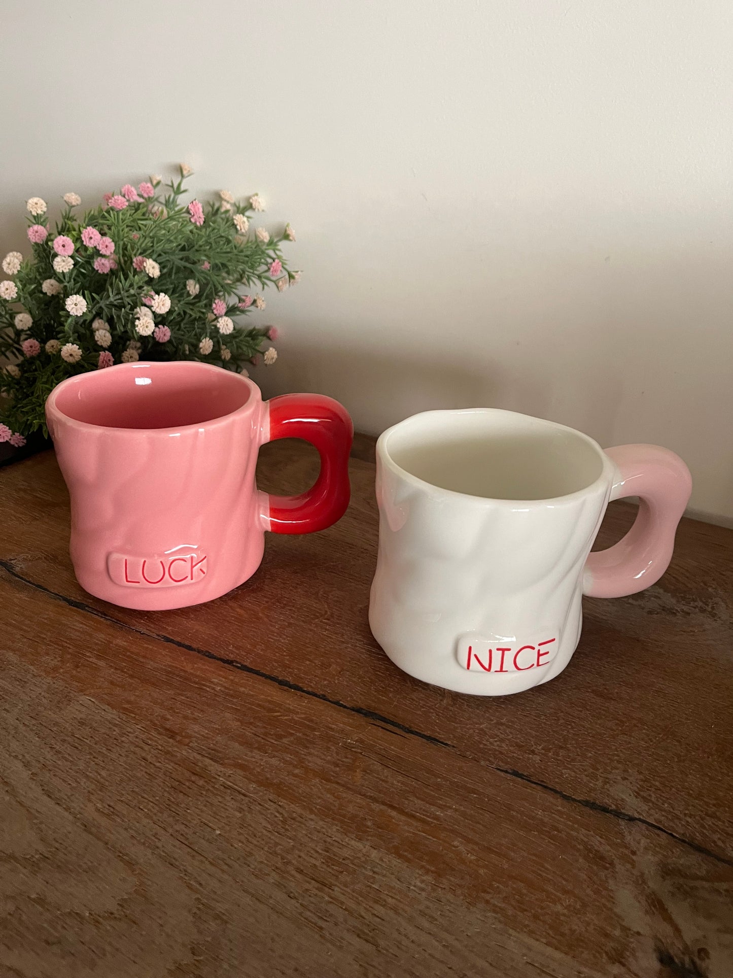 Pink & White Coffee mugs