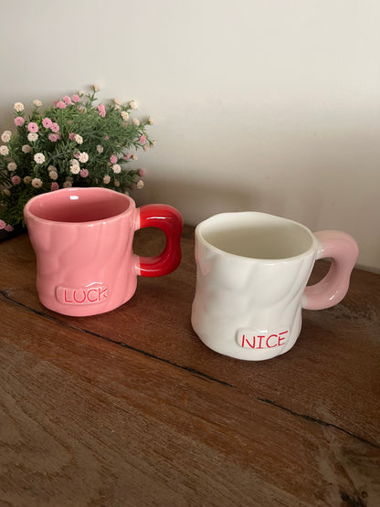 Pink & White Coffee mugs